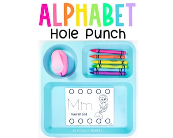 Alphabet Hole Punch Activities Fine Motor Practice| Letter Recognition Centers Morning Work Preschool PreK Kindergarten