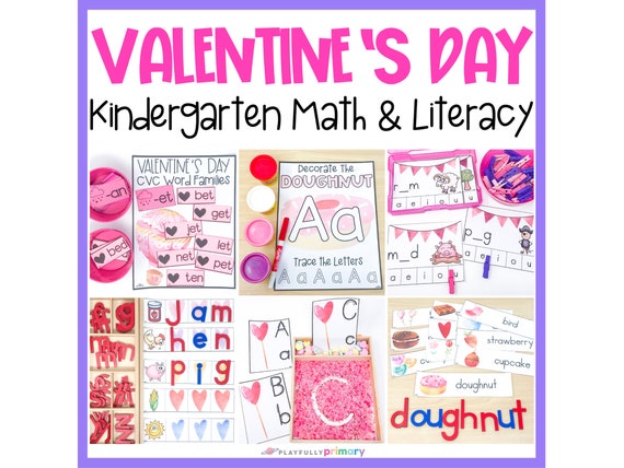 Valentine's Day Kindergarten Math & Literacy  Homeschool