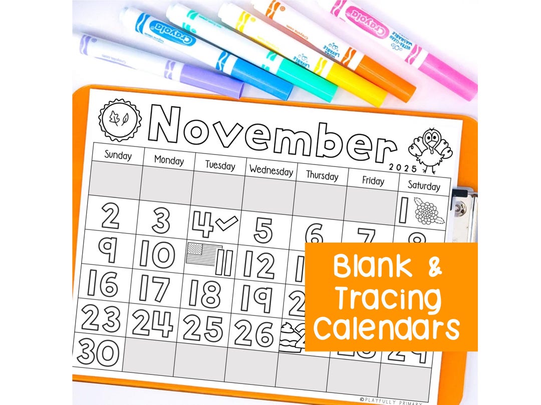 November Calendar 2025 Printable Calendar Tracing Worksheet, Monthly Tracing Calendar Traceable Kindergarten Calendar Template November 2025 - Etsy november-2025-calendar-52-free-pdf-printables