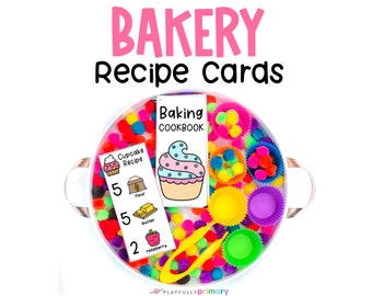 Bake Shop Dramatic Play Center, Bakery Pretend Play Printables, Preschool Sensory Counting Loose Parts Play Recipe Cards