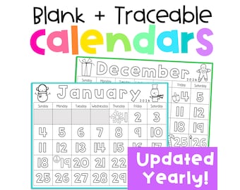 Kids Calendar Printable 2025 - 2026 Calendar Template, Montessori Preschool Kindergarten Morning Work, Classroom Calendar Set Printable