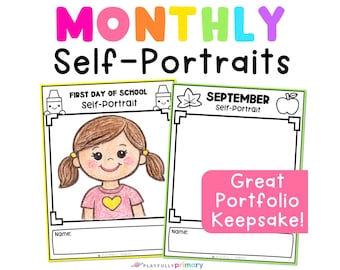 Monthly Self Portrait Printable Journal Template | Preschool + Kindergarten First Day of School, Name Writing Practice