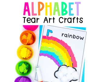 Alphabet Tear Art Activities | Fine Motor Crafts for Preschool PreK Kindergarten | Letter of the Week Paper Tearing