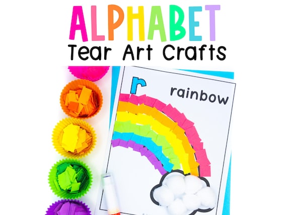 Alphabet Tear Art Activities | Fine Motor Crafts for Preschool PreK Kindergarten | Letter of the Week Paper Tearing