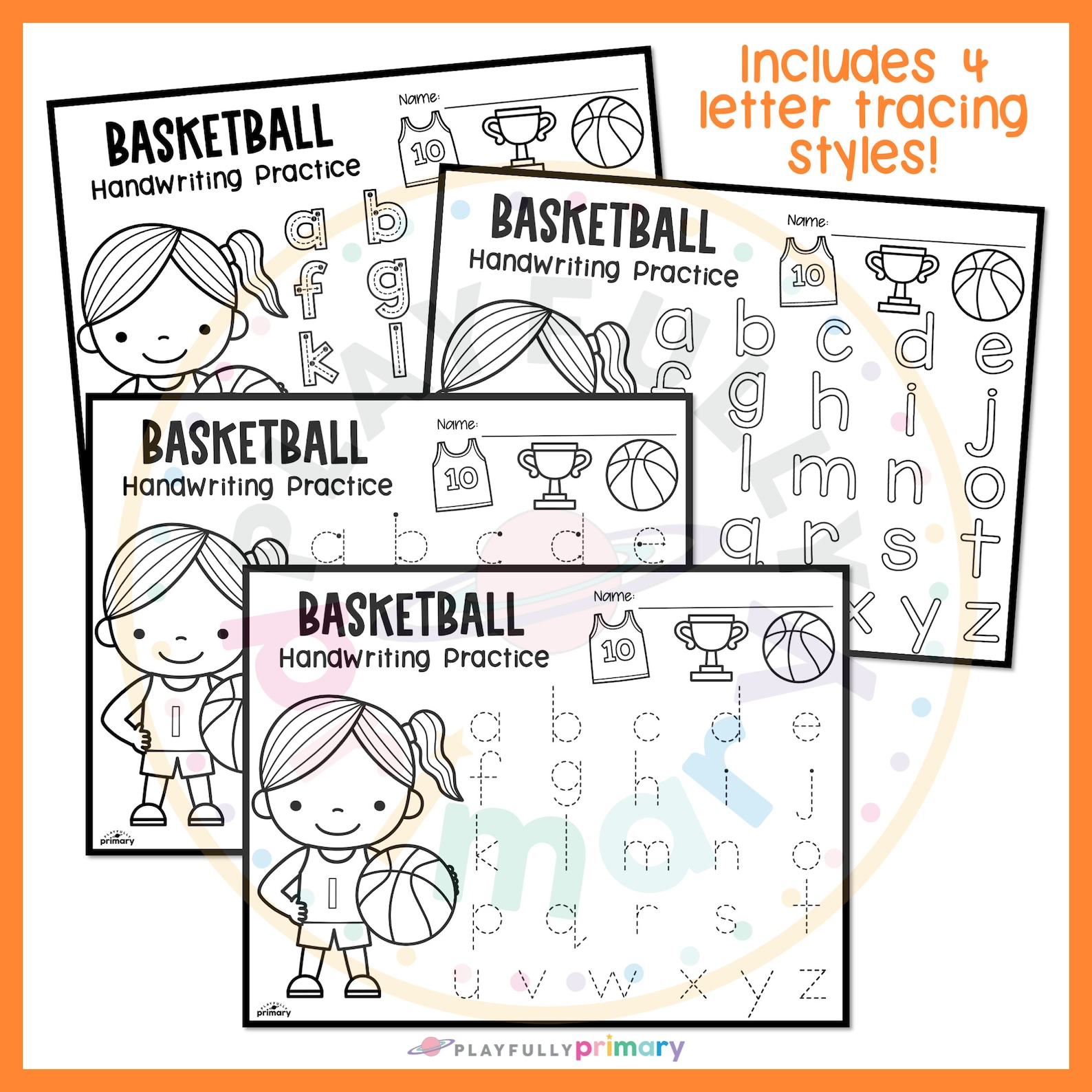 Basketball Activity Sheet Printable Tracing Worksheet, Handwriting