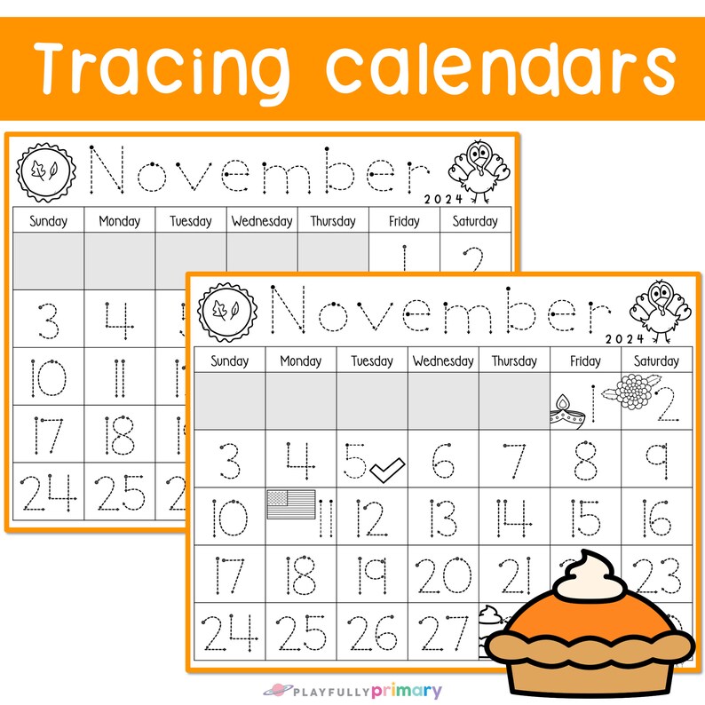 November Calendar 2024 Printable Calendar Tracing Worksheet, Monthly ...