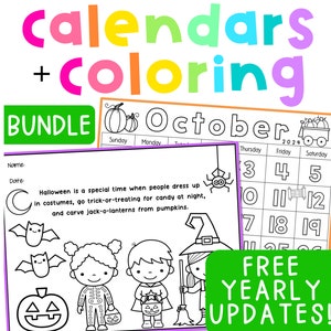 Monthly Calendar Tracing Numbers and Coloring Pages for Kids Printable ...