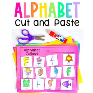 Activités alphabet couper-coller | Fiches d'exercices sur l'acoustique des sons du début de la maternelle à la maternelle | Lettre de la semaine