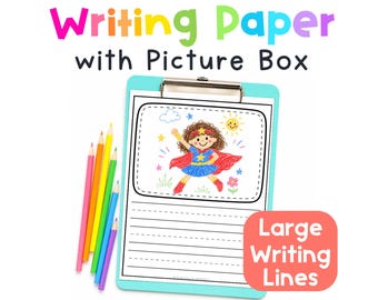 Preschool Writing Paper | Printable Writing Paper with Lines, Draw and Write Picture Box Pages, Kindergarten Journal, 100+ Pages