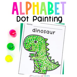 Pintura con hisopos de algodón / Manualidades con letras con marcadores de puntos para preescolar / Preparación para la escritura a mano con motricidad fina / Plantillas imprimibles de la A a la Z