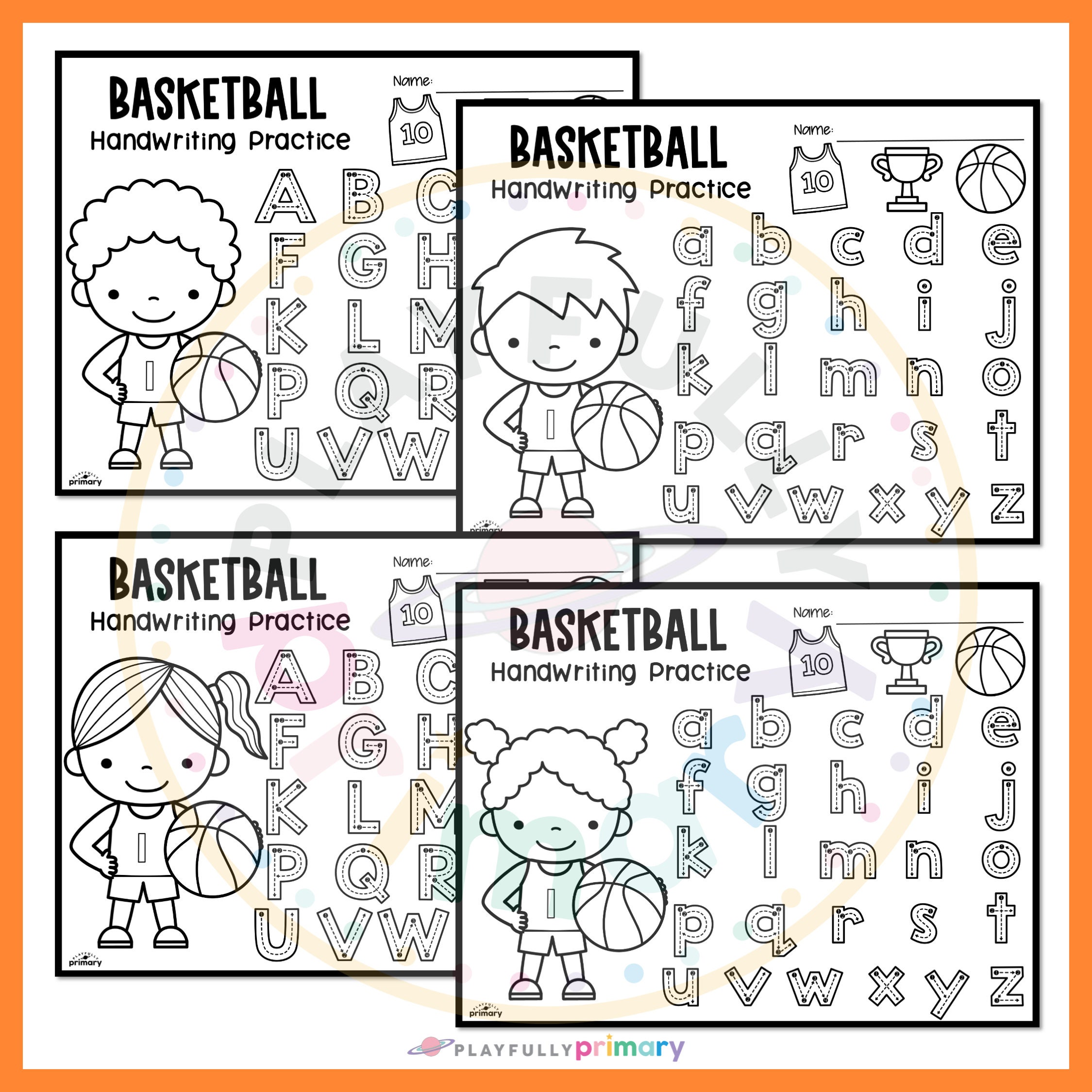 Basketball Activity Sheet Printable Tracing Worksheet, Handwriting