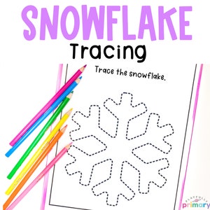 Snowflake Activity Sheets for Kids, Snowflake Unit Study Homeschool Printables for Preschool Kindergarten Montessori Snowflake Traceable