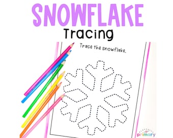 Snowflake Activity Sheets for Kids, Snowflake Unit Study Homeschool Printables for Preschool Kindergarten Montessori Snowflake Traceable