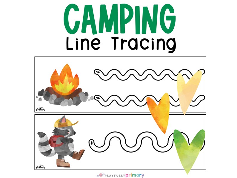 Preschool Tracing Lines, Camping Printable for Preschool Prewriting