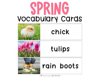 Spring Vocabulary Words with Pictures, Homeschool Spring Vocabulary Flashcards, Montessori Spring Vocabulary Picture Cards Kindergarten PreK