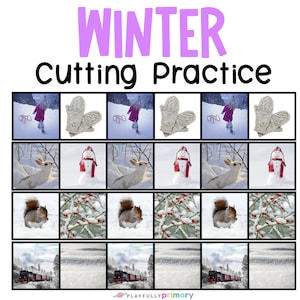 Winter Cutting Strips - Scissor Practice Cutting Activities - Scissor Skills Activity - Winter Fine Motor Skills Activity - Montessori PreK