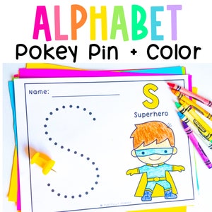 Alphabet Pin Poke Activity - Push Pin Art Printable - Montessori Pin Punch Poke Pin Art - Preschool Push Pin Activities - Pokey Pin Letters