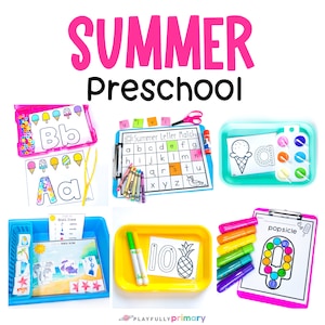 Summer Preschool Curriculum Unit Theme Activities, Summer Homeschool Printables Preschool Math Reading Writing Worksheets + PreK Centers