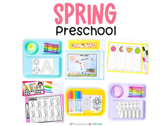 Spring Preschool Curriculum Printable Bundle | Pre-K Worksheets Pack | Spring Unit Study for Homeschool