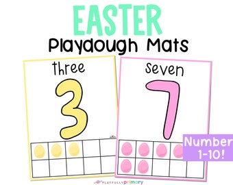 Easter Playdough Mats, Easter Egg Count to 10 Numbers, Easter Play Dough Mat, Easter Egg Counting to 10, Easter Play Doh, Easter Playdoh