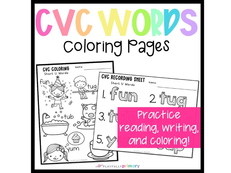 cvc words coloring pages short vowel cvc word families etsy uk