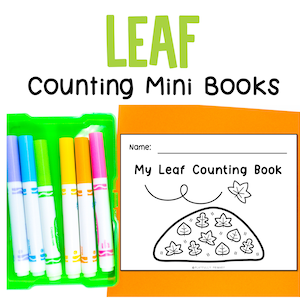 May include: A set of colourful markers in a green case and a printable leaf counting book with the title "My Leaf Counting Book".