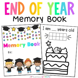 End of Year Memory Book | Kindergarten Graduation Printable Keepsake, Last Day of School Activity for Students
