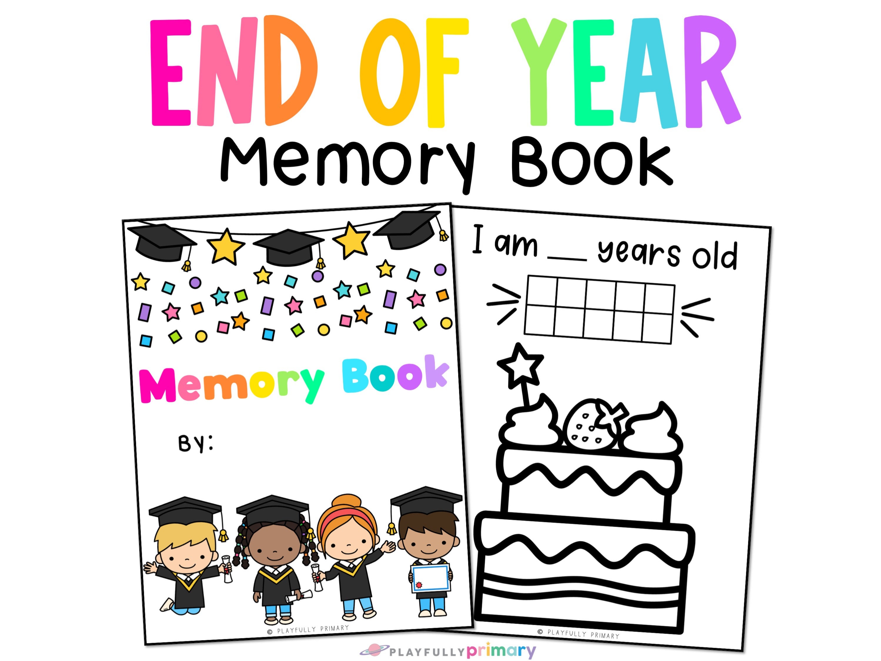 End of Year Memory Book | Kindergarten Graduation Printable Keepsake, Last Day of School Activity for Students