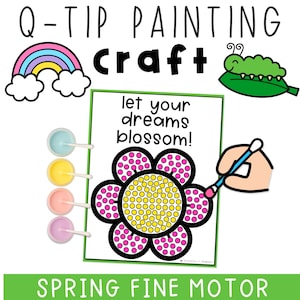 Frühling Q-Tip Malvorlagen | Vorschule Kindergarten | Fine Motor Centers Frühling Kunst Aktivitätspaket