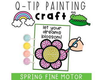 Modelli per dipingere con i cotton fioc in primavera / Scuola dell'infanzia / Attività artistiche primaverili per centri di motricità fine