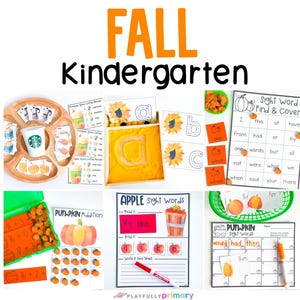 Fall Kindergarten Activities Printable Bundle Pack | Math & Literacy Centers | Apple Pumpkin Unit Study
