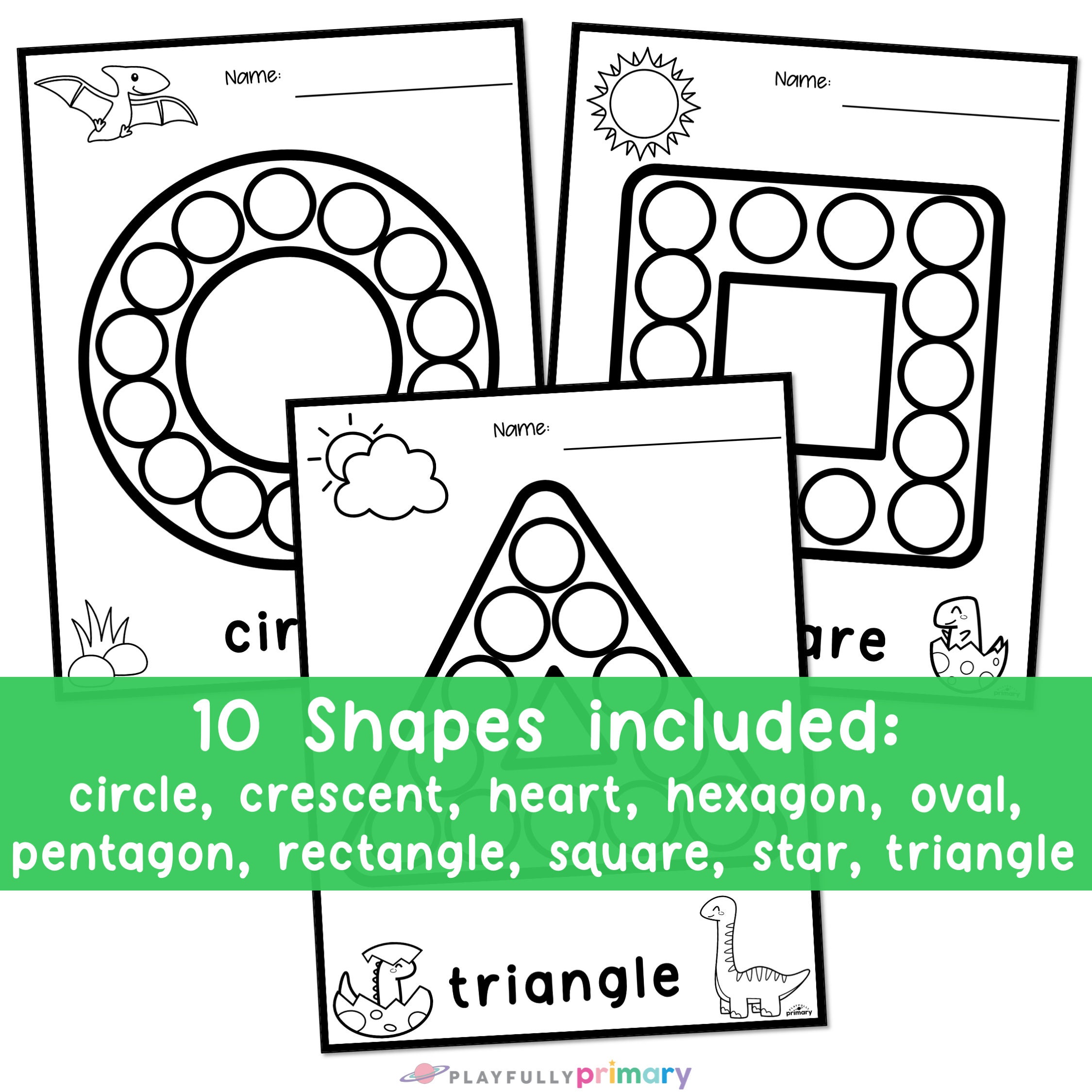 Dinosaur Dot Marker Activity Pages, Do a Dot Printable Preschool Shapes ...