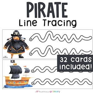 Pirate Line Tracing Cards Fine Motor Printables, Fine Motor Skills Activity, Preschool Pirate Activities, Pirate Unit Study Homeschool