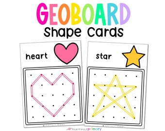 Geoboard Shape Cards, Printable Geoboard Pattern Templates, Kindergarten + Preschool Shapes Activities + Worksheets, Homeschool + Montessori