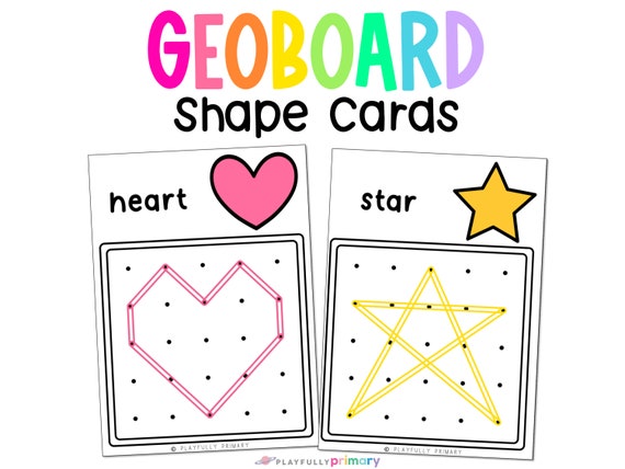 Geoboard Shape Cards, Printable Geoboard Pattern Templates, Kindergarten  Preschool Shapes Activities Worksheets, Homeschool Montessori 