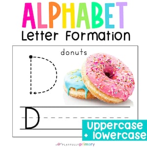 Alphabet Flashcards Printable with Real Pictures, Alphabet Tracing Flashcards with Real Photos, Printable Alphabet Letter Formation Practice