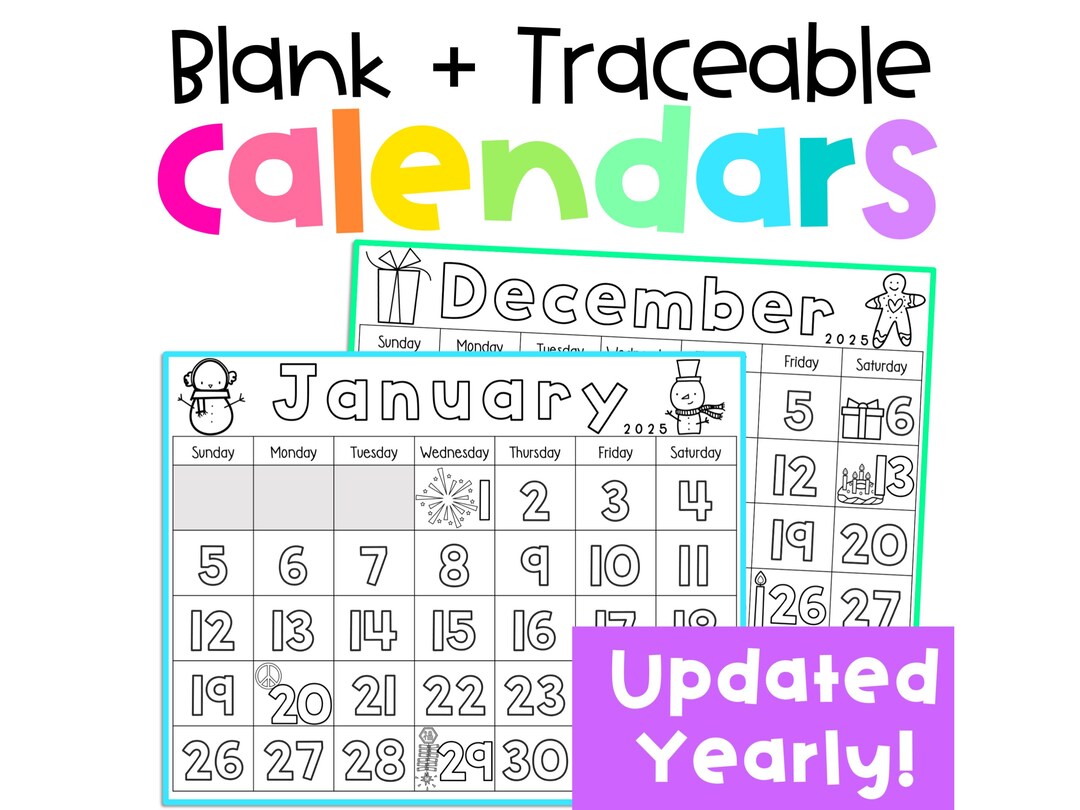 Kids Calendar Printable 2025 Calendar Template, Montessori Preschool Kindergarten Morning Work, Classroom Calendar Set Printable - Etsy