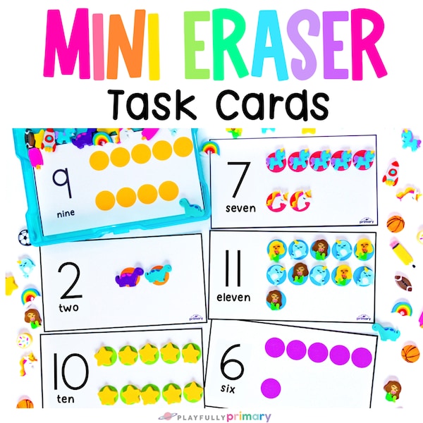 Counting Printable Counting Mats Preschool Mini Eraser Task Cards Preschool Learning Activity Printables Task Boxes Hands On Math Flashcards