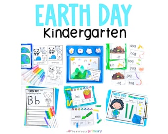 Earth Day Homeschool Printables Kindergarten Math, Reading, Writing Activities - Earth Day Unit Kindergarten Centers, April Activity Pack