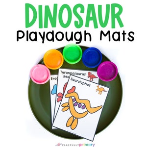 Dinosaur Playdough Mats, Dinosaur Preschool Theme, Dinosaur Homeschool Unit Study Play Dough Activity Mats, Montessori Dinosaur Fine Motor