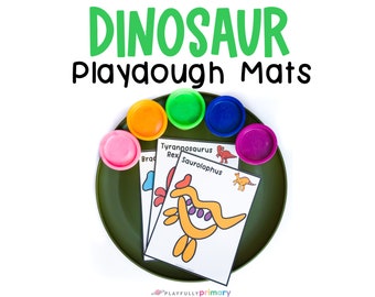 Dinosaurier-Knetematten, Dinosaurier-Vorschul-Thema, Dinosaurier-Homeschool-Unit-Study Play Dough-Aktivitätsmatten, Montessori-Dinosaurier-Feinmotorik