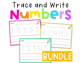 Number Worksheets for Preschool + Kindergarten Writing Practice, 1-20 Number Tracing Worksheets, Counting to 20 Printable Number Workbook