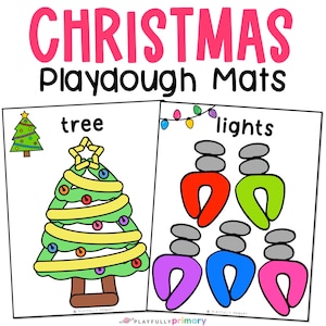 Christmas Playdoh Mats for Kids, Printable Christmas Activities, Christmas Playdough Cards, Printable Christmas Crafts for Kids