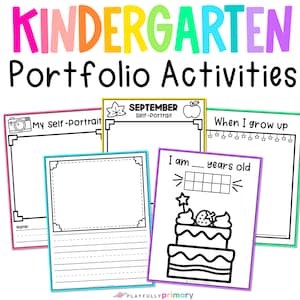 Kindergarten Portfolio Template Printables, Journal Briefpapier, Monatliches Kindergarten Selbstportraits + Erinnerungsbuch zum Ausdrucken
