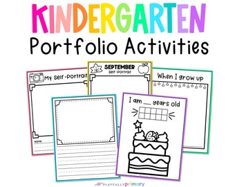 Kindergarten Portfolio Template Printables, Journal Writing Paper, Monthly Kindergarten Self Portraits + Memory Book Printable