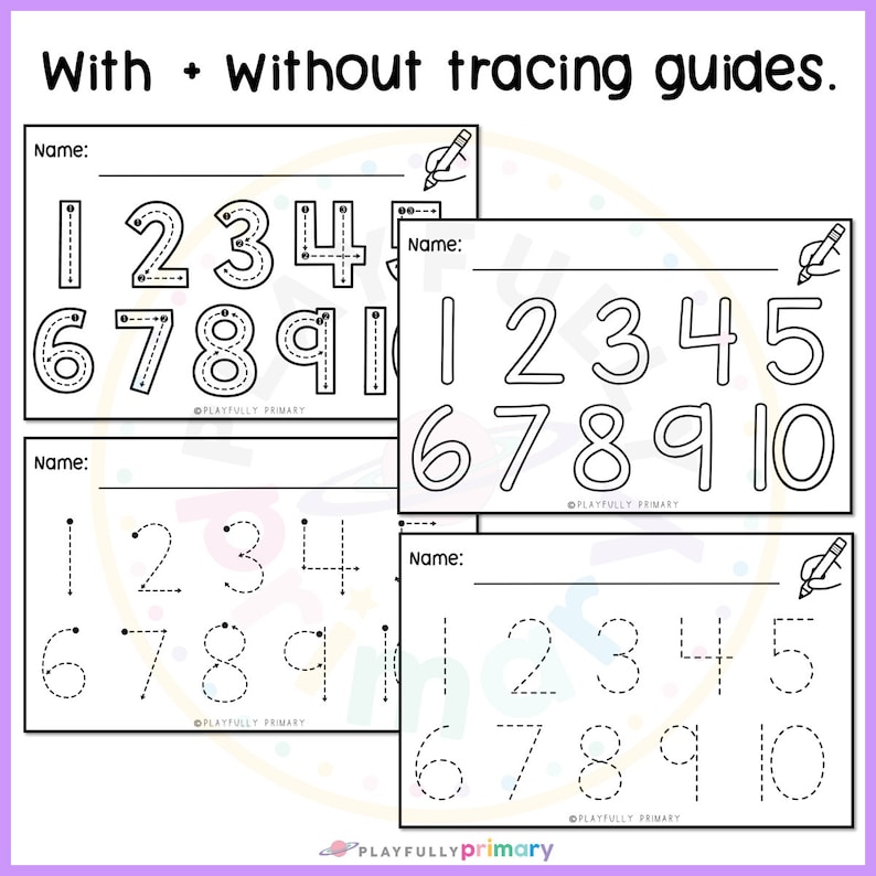 Number Tracing 110 With Arrows Printable Worksheets Etsy