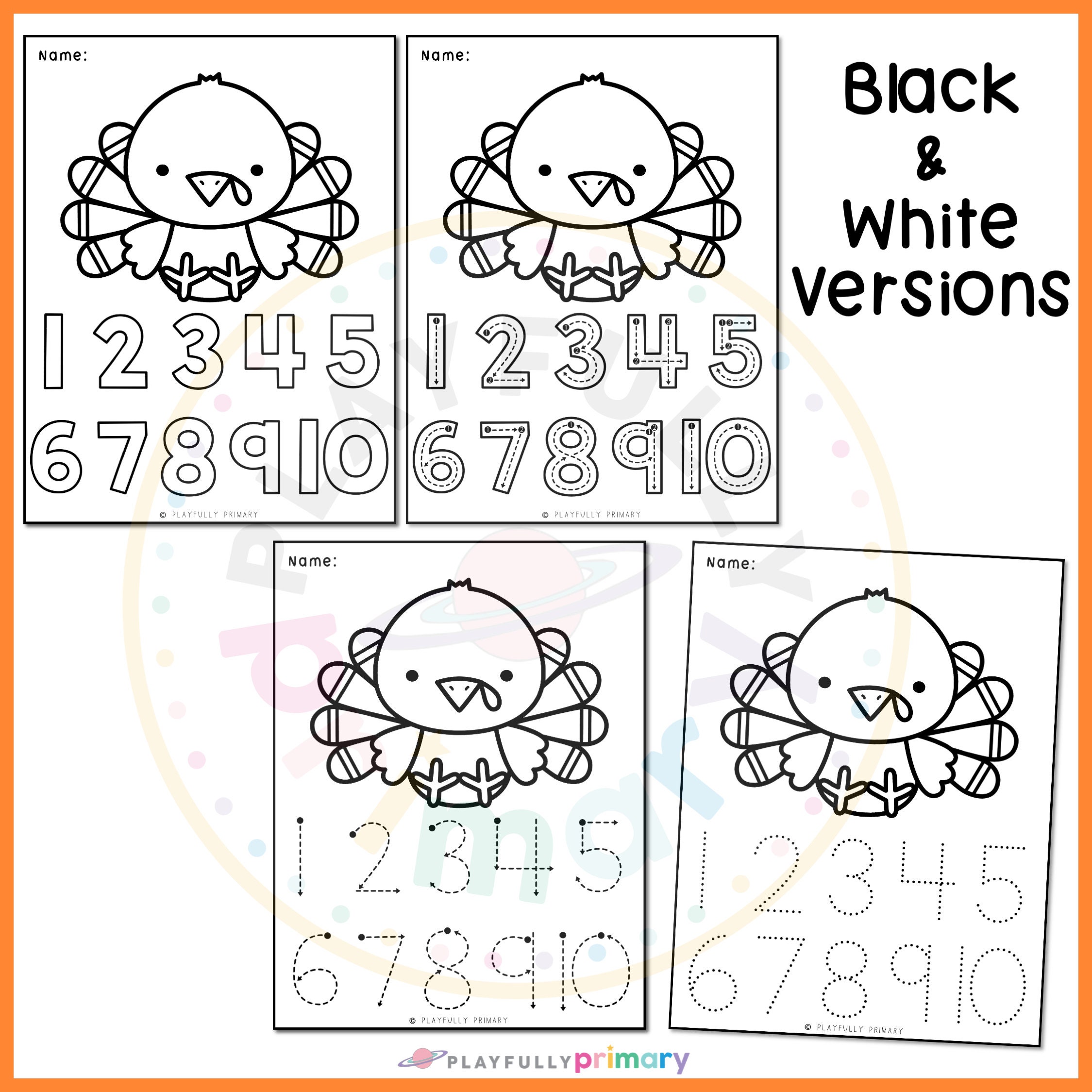 Turkey Number Writing Coloring Pages for Kids, Turkey Theme ...