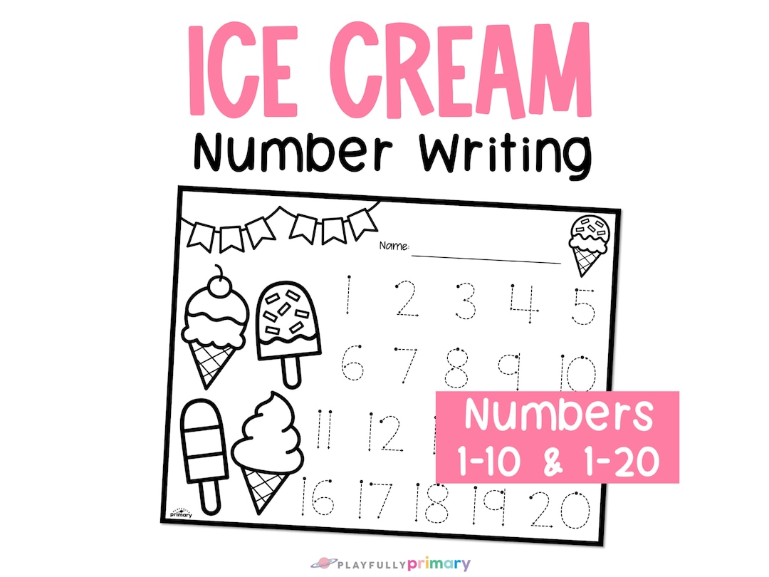 Number Tracing Printable, Kindergarten Number Tracing Worksheet, Summer ...