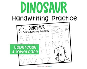 Dinosaur Alphabet Printable Worksheet, Alphabet Tracing Printable Letter Tracing Worksheets, Handwriting Practice Sheets for Kids, ABC Trace