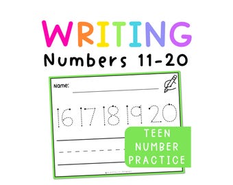 Teen Numbers Worksheets, Kindergarten + Montessori Teens Board Printable
